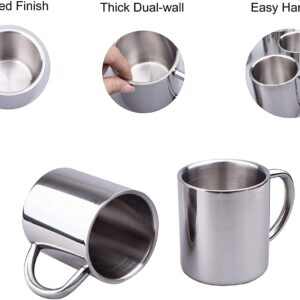 IMEEA 7.5oz/220ml Camping Mugs Tea Cups Double Walled Stainless Steel 13.5oz/400ml Coffee Mugs