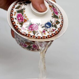 YXHUPOT Gaiwan Chinese 6.8oz Sancai Tea Coffee Tureen Tray Cup Bowl Saucer Lid (6.8oz/200ml)