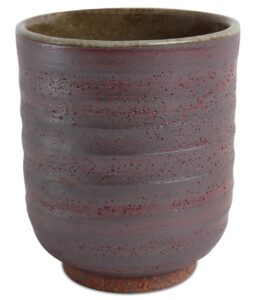 mino ware japanese pottery yunomi chawan tea cup matte wine red akagusuri made in japan (japan import) ksy001