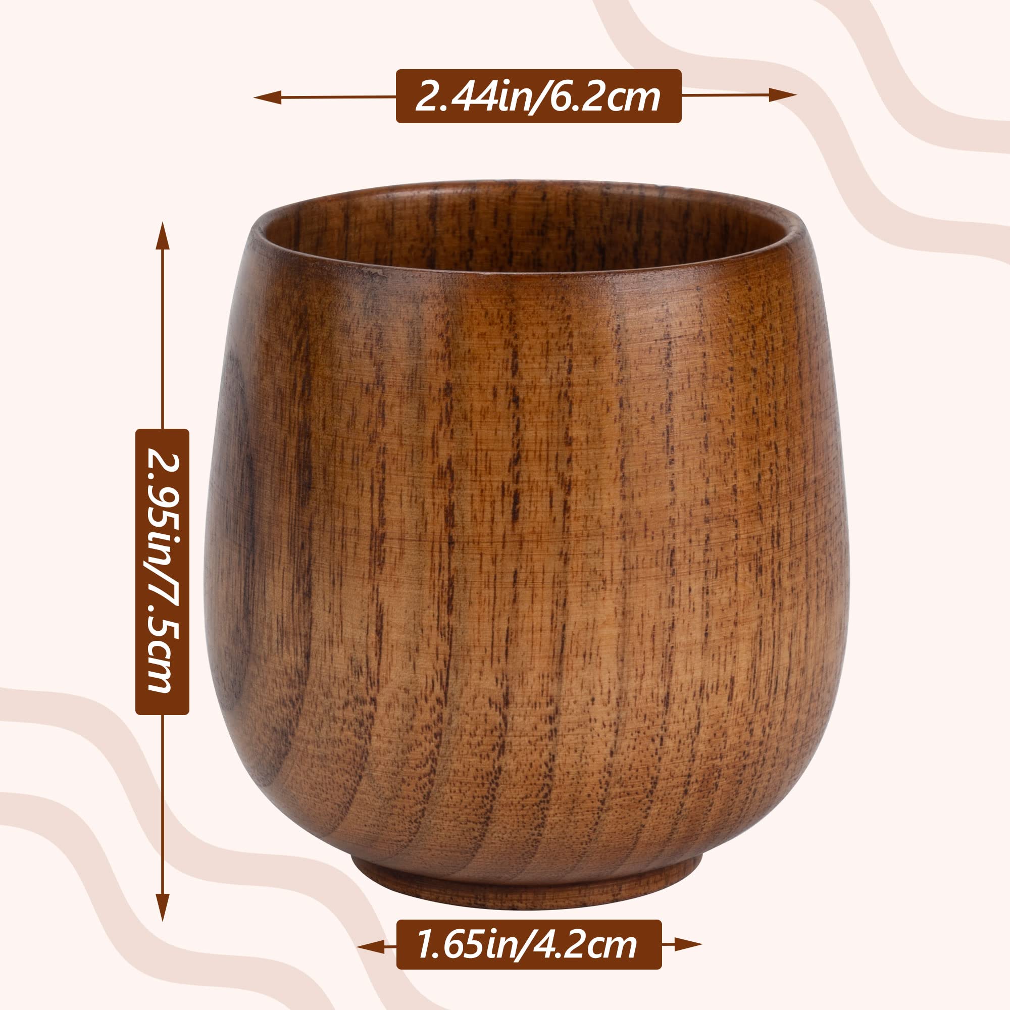 MOTZU 2 Pieces Jujube Wood Sake Cup, Top-Grade Natural Solid Wooden Tea Cup, Capacity: 51-100ml, Primitive Handmade Wooden Drinking Wine Mug, Breakfast Milk Juice Beer Cups for Home Bar