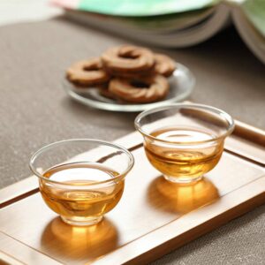 FRCOLOR 5pcs Glass Tea Cups, Kung Fu Tea Cup Set Mini Chinese Tea Cup Clear Tea Cup Set for Tea Shop Home