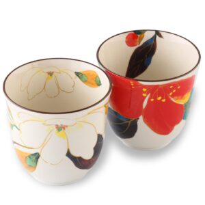 mino ware japanese tea cups, set of 2, 200 ml, green tea, matcha tea cup, pottery tea cups, japanese gifts