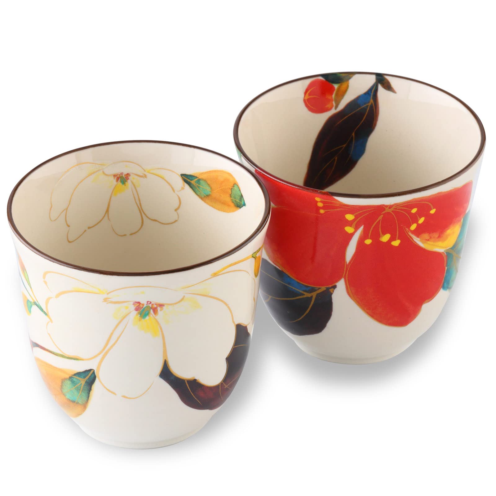 Mino Ware Japanese Tea Cups, Set of 2, 200 ml, Green Tea, Matcha Tea Cup, Pottery Tea Cups, Japanese Gifts