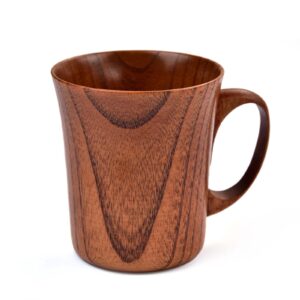 aritjt wooden coffee cups tea cups with handle, 9.5oz, 280ml, wood outdoor travel man mug tea camping cup,drinking wood mugs for beer/coffee/milk/water