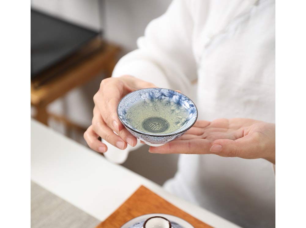 ZHAMS Kungfu Teacup,Japanese Long-Quan Celadon Teacup,Set of 6 (E)