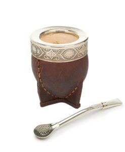thearg | yerba mate gourd set with stainless steel straw | handmade leather yerba mate cup and bombilla set from argentina - beach essentials - idea for gifts