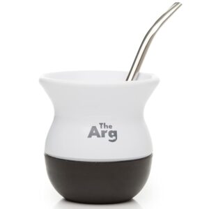 thearg | yerba mate plastic gourd cup with stainless steel straw | self-clean modern plastic gourd design - yerba mate cup and bombilla set from argentina