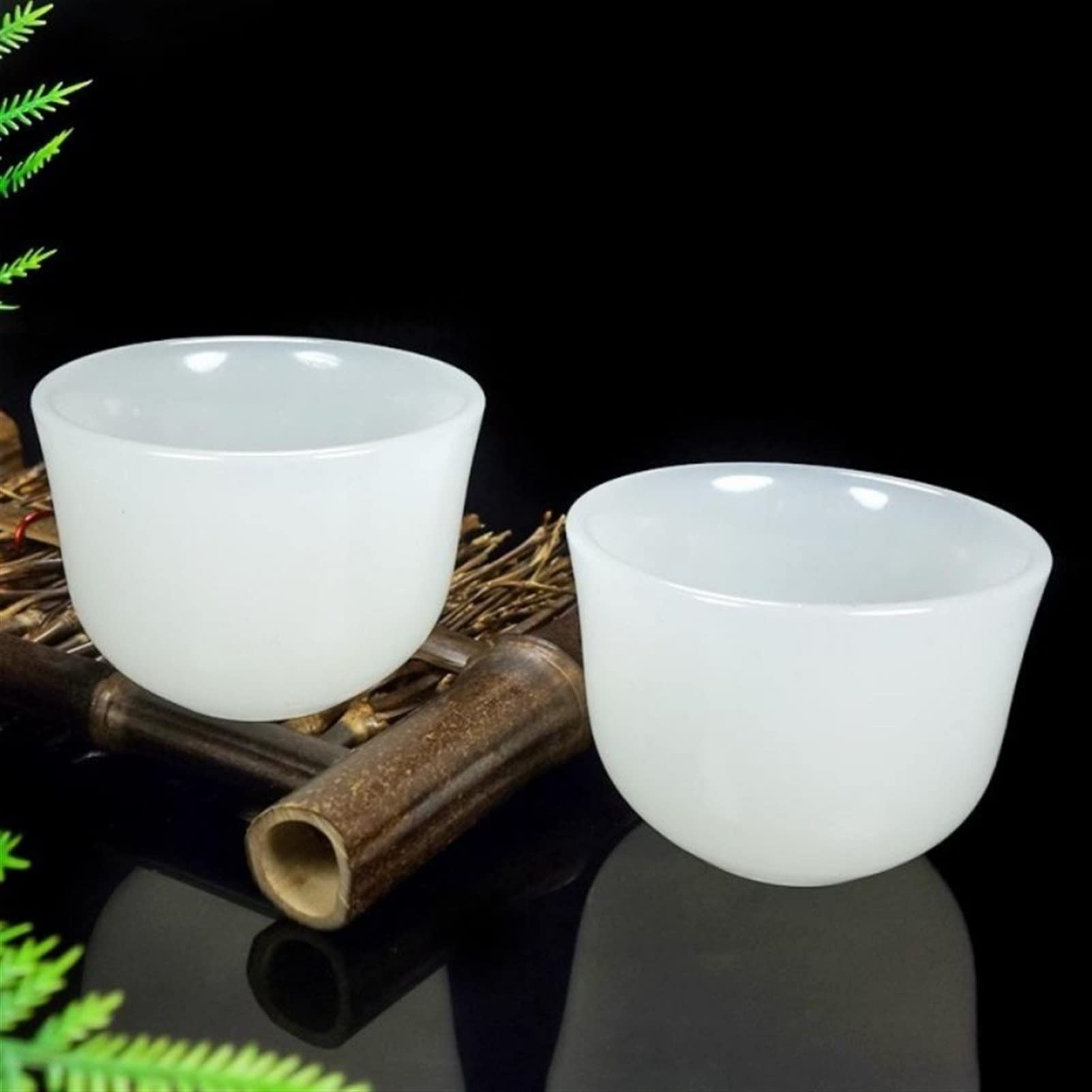 SMDSAZ Natural Jade Tea Cup Set Jade Water Cup Retro Wine Glass Bowl Tea Cup (Color : Light Green 4 Pcs)