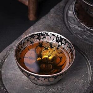 Ycc ice Ceramic Tea Cup, 4 OZ/120ml, Japanese Tenmoku/Jianzhan, Chinese Handmade Tea Cup, Asian Tea Cups, Asian Tea Cups No Handles