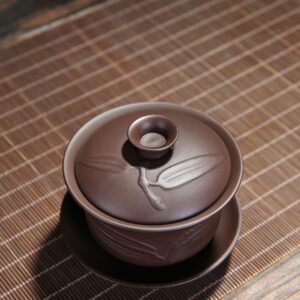 Woonsoon Yixing Chinese Zisha Gaiwan Handmade 170ml China Porcelain Gaiwan Kungfu Teacup Traditional Chinese Teaware Tea Set