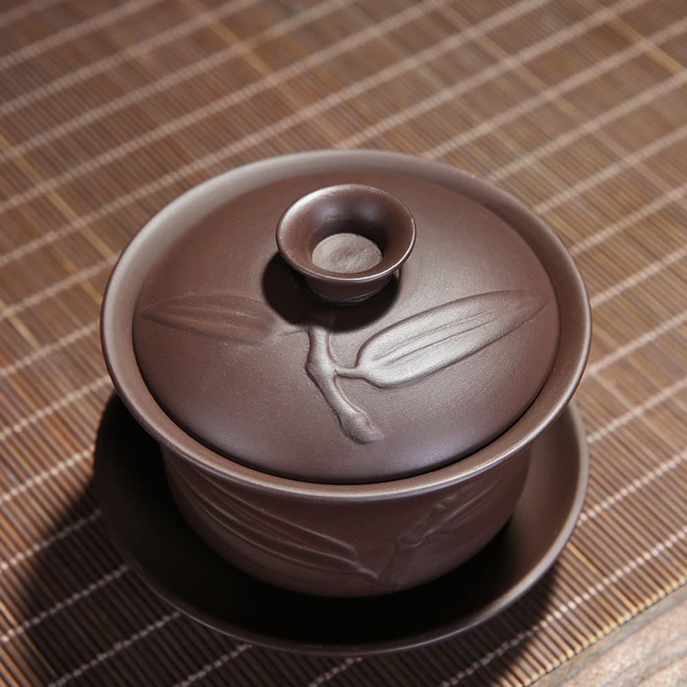 Woonsoon Yixing Chinese Zisha Gaiwan Handmade 170ml China Porcelain Gaiwan Kungfu Teacup Traditional Chinese Teaware Tea Set