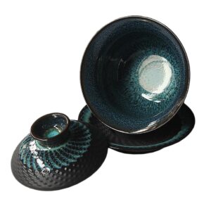 gaolinci kiln glazed ceramic jianzhan teacup kung fu tea cup and saucer with lid. 5 oz sancai gaiwan