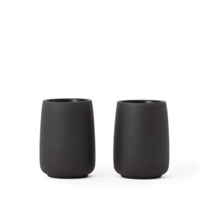viva nicola charcoal porcelain double wall handless tea and coffee cups - set of 2 coffee mugs - 5 oz / 150 ml