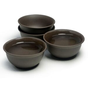 yxhupot teacup 4pcs chinese clay genuine black heijingang gongfu tea cups little mini (black)