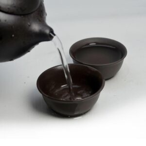 YXHUPOT Teacup 4pcs Chinese Clay Genuine Black Heijingang Gongfu Tea Cups Little Mini (black)