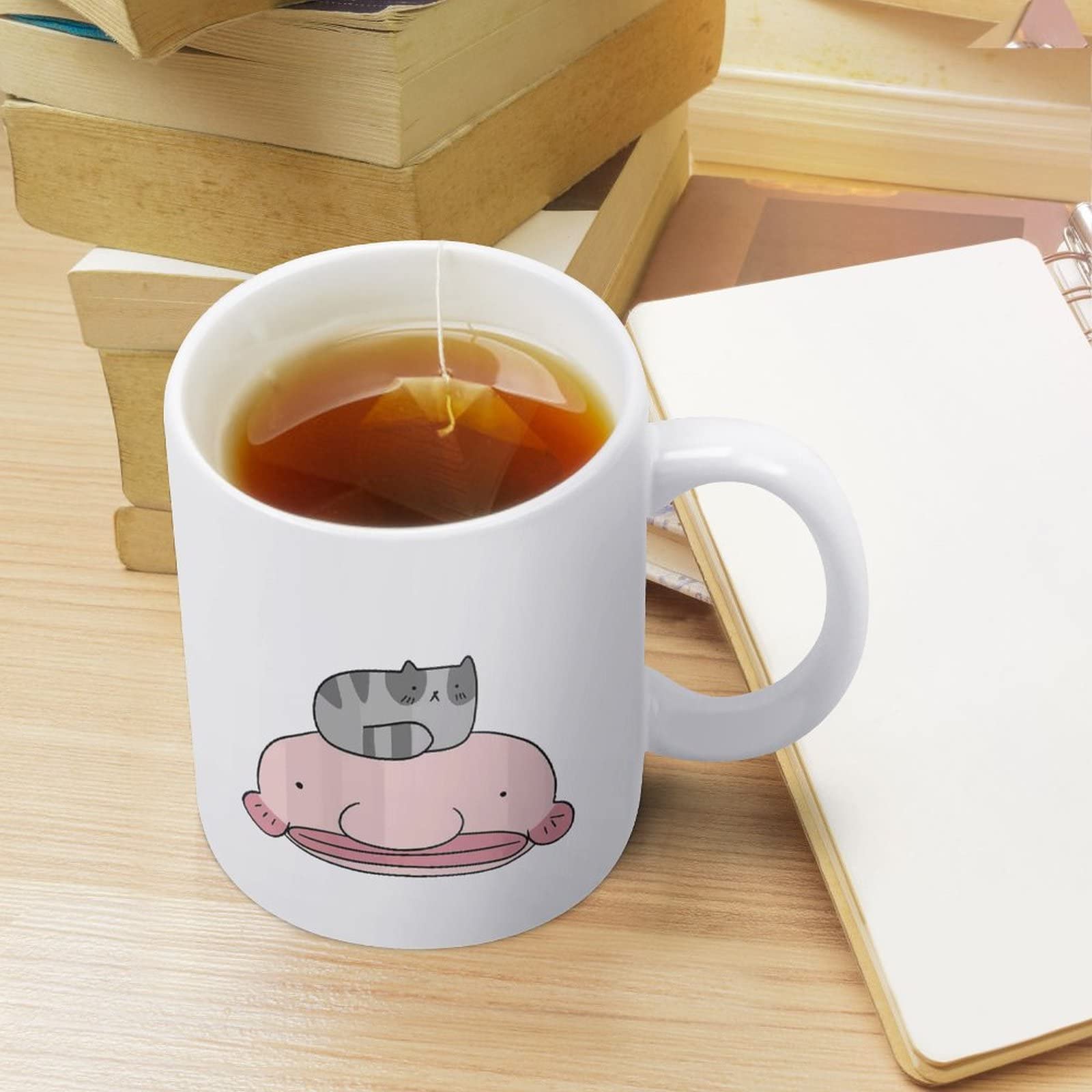 Cute Blobfish and Cat Mugs Ceramic Tea Cup Print Coffee Mug Drinking Cups with Handles