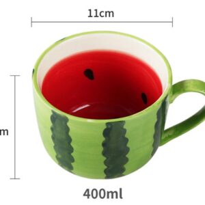 Aeiniwer Ceramics Fruit Shape Large Capacity Coffe Mug Teacup Oatmeal Cup - Watermelon/Lemon