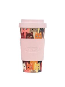 vacucraft bamboo fiber coffee & tea cup animal collection cat (pink)