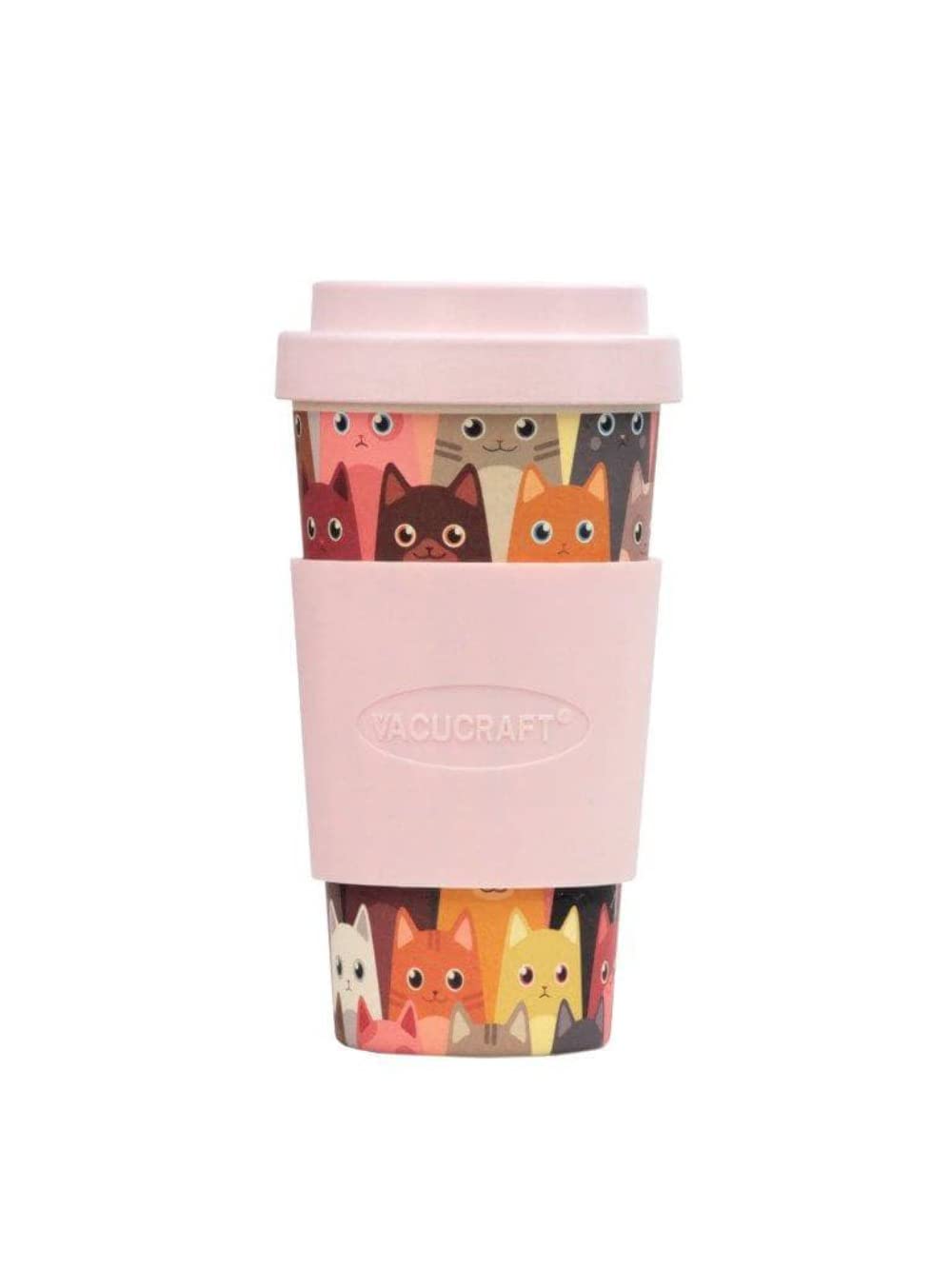 Vacucraft Bamboo Fiber Coffee & Tea Cup Animal Collection CAT (Pink)