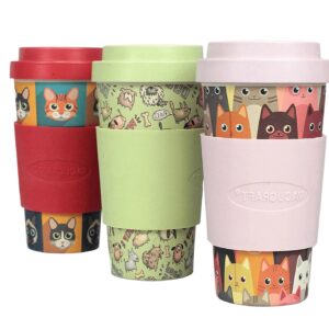 Vacucraft Bamboo Fiber Coffee & Tea Cup Animal Collection CAT (Pink)