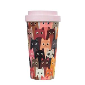 Vacucraft Bamboo Fiber Coffee & Tea Cup Animal Collection CAT (Pink)