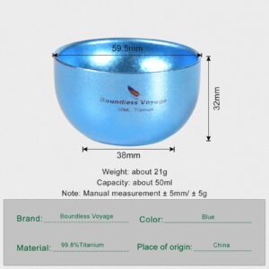 Boundless Voyage Titanium Double Layer Anti-scalding Colorful Teacup Wide Mouth Wine Tea Mug Lightweight Camping Drinkware for Daily Used Hiking Ti3082D(blue)