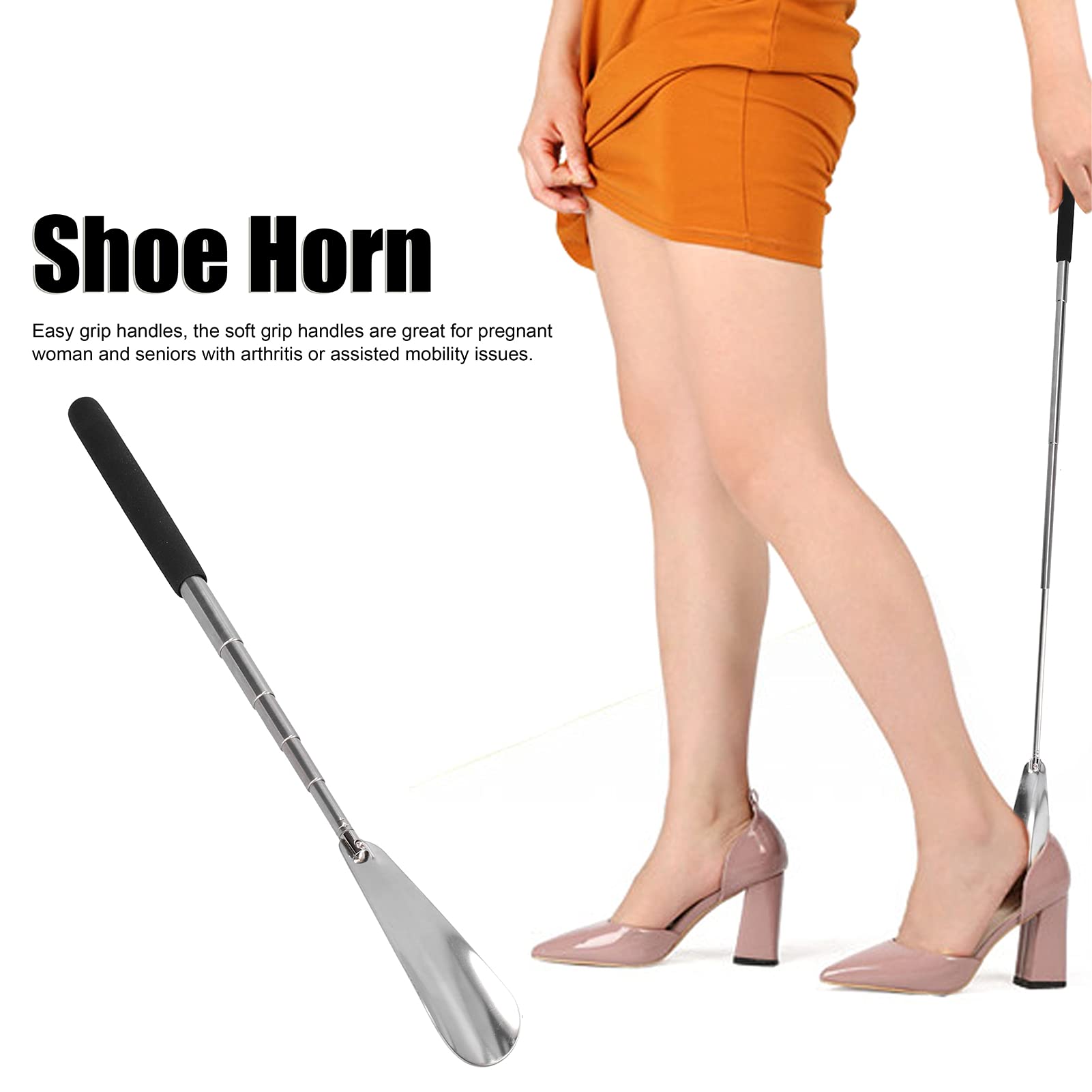 Bagima Shoe Shoe 30 * 5 * 2 Telescopic Shoe Horn Stainless Steel Adjustable Shoehorn with Long Handle for Elderly Pregnant Woman