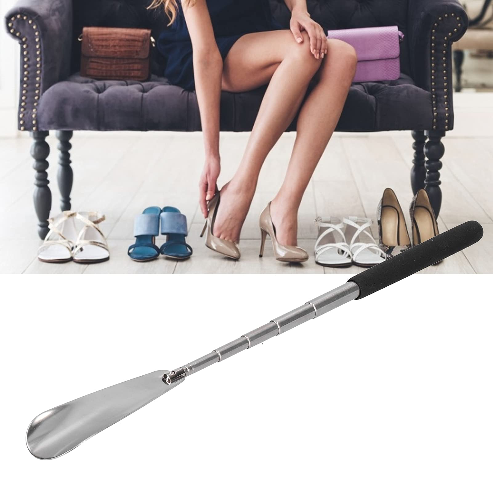 Bagima Shoe Shoe 30 * 5 * 2 Telescopic Shoe Horn Stainless Steel Adjustable Shoehorn with Long Handle for Elderly Pregnant Woman