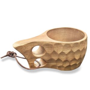 juspro nordic style handmade finnish kuksa ancient lapland finland wooden cup 2 holes (armor)