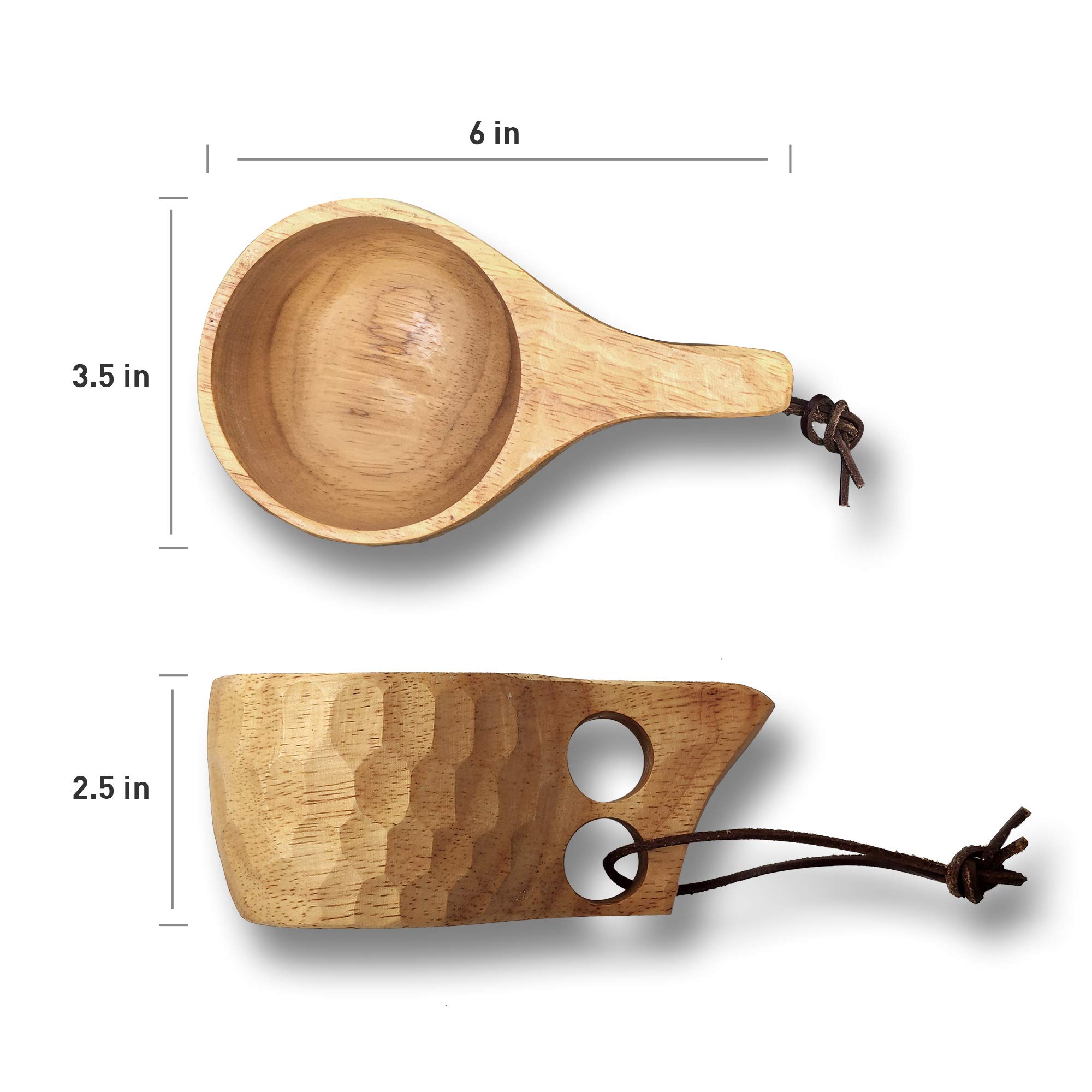 JUSPRO Nordic Style Handmade Finnish Kuksa Ancient Lapland Finland Wooden Cup 2 Holes (Armor)