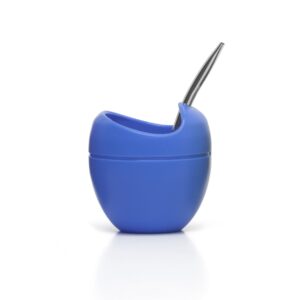 mate mateo - silicone yerba mate gourd cup with bombilla (blue)