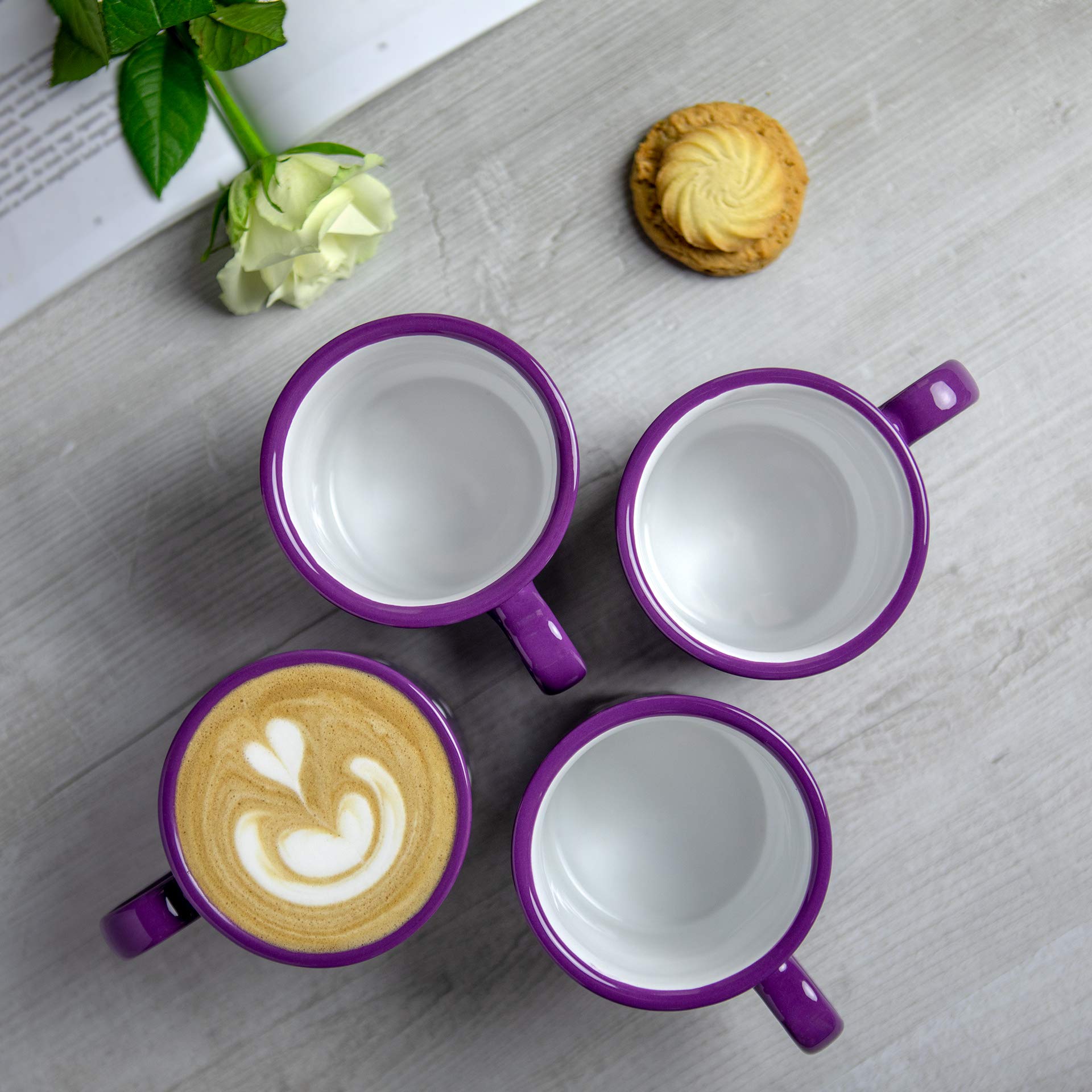 City to Cottage Handmade Purple and White Polka Dot Ceramic Extra Large 17.5oz/500ml | Hot Chocolate, Coffee, Tea Mug, Cup with Handle Unique Designer Pottery Gift for Tea Lovers