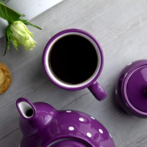 City to Cottage Handmade Purple and White Polka Dot Ceramic Extra Large 17.5oz/500ml | Hot Chocolate, Coffee, Tea Mug, Cup with Handle Unique Designer Pottery Gift for Tea Lovers