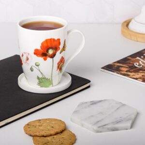 McIntosh Poppies Fine Bone China (15 oz) Tea Mug With Infuser and Lid in Matching Gift Box