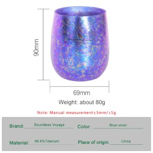 iBasingo & Boundless Voyage 8.79 fl.oz Titanium Coffee Cup Double-Layer Tea Mug Ice Flower Craft Lightweight for Camping Hiking Picnic Drinking Water Tea Wine Beer Fruit Juice (Blue-violet)-Ti3084D