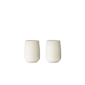 viva nicola white porcelain double wall handless tea and coffee cups - set of 2 coffee mugs - 5 oz / 150 ml