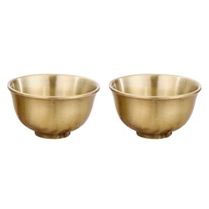 vintage tea wine drinking cup: 2pcs tea bronze cup sake cup retro sip wine cup small champagne drinking cup chalices gold tea mug