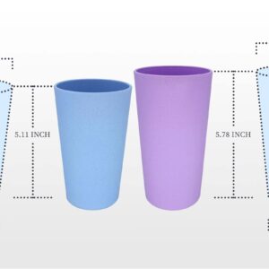 DLF.DONGLINFENG Wheat Straw Unbreakable Cup (17 Ounces) And (20 Ounces)-Reusable Drinking Cup Plastic Cup 10 Piece Set-Colorful-Dishwasher Safe-Bpa Free…