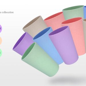 DLF.DONGLINFENG Wheat Straw Unbreakable Cup (17 Ounces) And (20 Ounces)-Reusable Drinking Cup Plastic Cup 10 Piece Set-Colorful-Dishwasher Safe-Bpa Free…