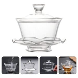 Cabilock Porcelain Tea Cups 1 Set Gaiwan glass coffee mug green tea cups cappuccino cups Tea Cup Glass Chinese Tea Bowl