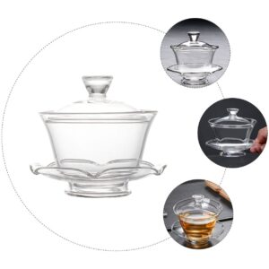 Cabilock Porcelain Tea Cups 1 Set Gaiwan glass coffee mug green tea cups cappuccino cups Tea Cup Glass Chinese Tea Bowl