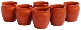 India Tea/Coffee Cups,Made by Earthen Glazed Terracotta Chai Kulhad 150ml Set of 6 Pcs pots
