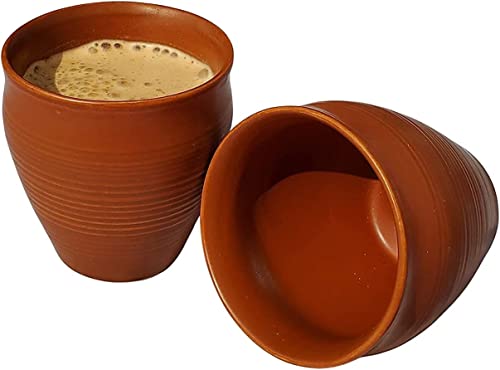 India Tea/Coffee Cups,Made by Earthen Glazed Terracotta Chai Kulhad 150ml Set of 6 Pcs pots