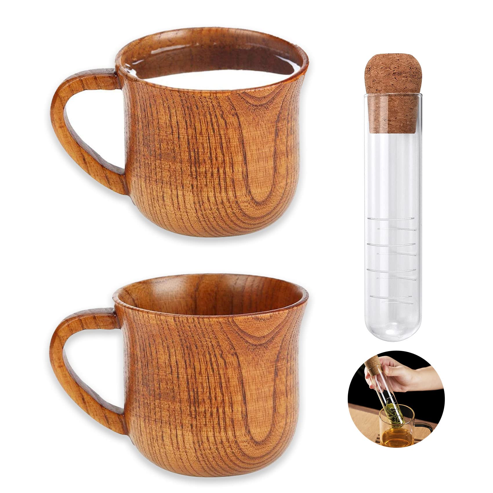 Wood Coffee Cup,Tea Filters,Handmade Tea Mugs,Wooden Drinking Cup for Tea, Beer,Water,Juice,Milk (8)