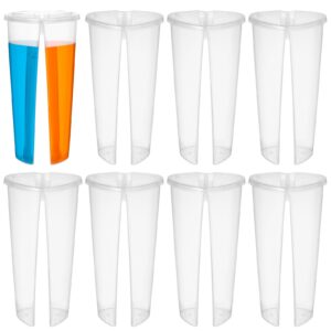 milisten heart- shaped plastic drink cups with lids, 20pcs clear double enjoy bubble tea cup disposable smoothie coffee mug sharing tumblers for valentines day milk tea juice champagne