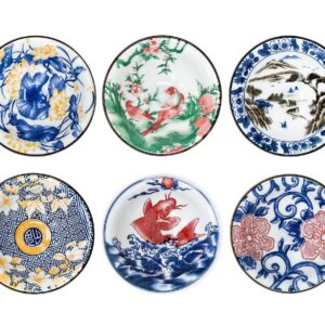 Pazoumod Set of 6 Traditional Japanese Ceramic Tea Cups, Kungfu Teacup, Coloful