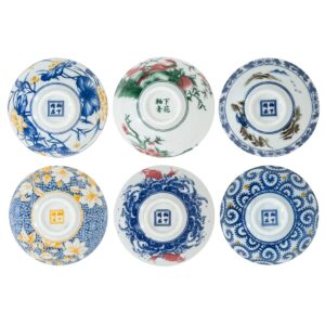 Pazoumod Set of 6 Traditional Japanese Ceramic Tea Cups, Kungfu Teacup, Coloful