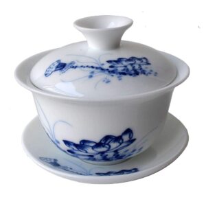 gaiwan porcelain chinese kung fu sancai tureen teacup 4oz set bowl saucer lid (a)