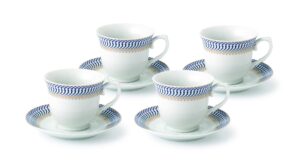 lorren home trends sapphire-4 cups and saucers, one size, blue