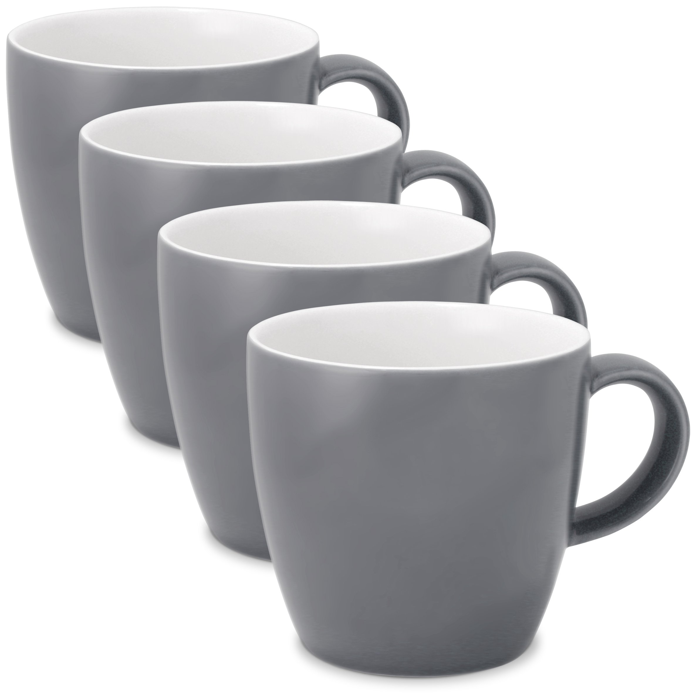 FORLIFE Uni Tea/Coffee Cup with Handle (Set of 4), 11 oz, Gray